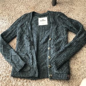 Hollister gray cable knit cardigan